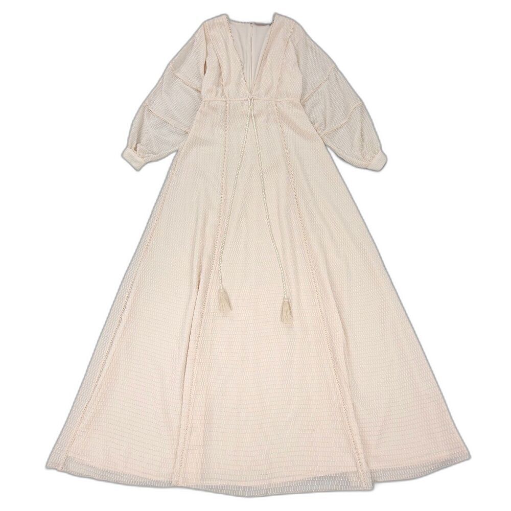 NEW House of Harlow Leslie Boho Cottagecore Balloon Sleeve Maxi Dress Ivory Lace
